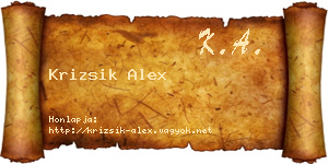 Krizsik Alex névjegykártya