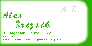 alex krizsik business card